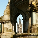 University of Glasgow tower seen through Stewart Memorial Fountain at Kevingrove Park